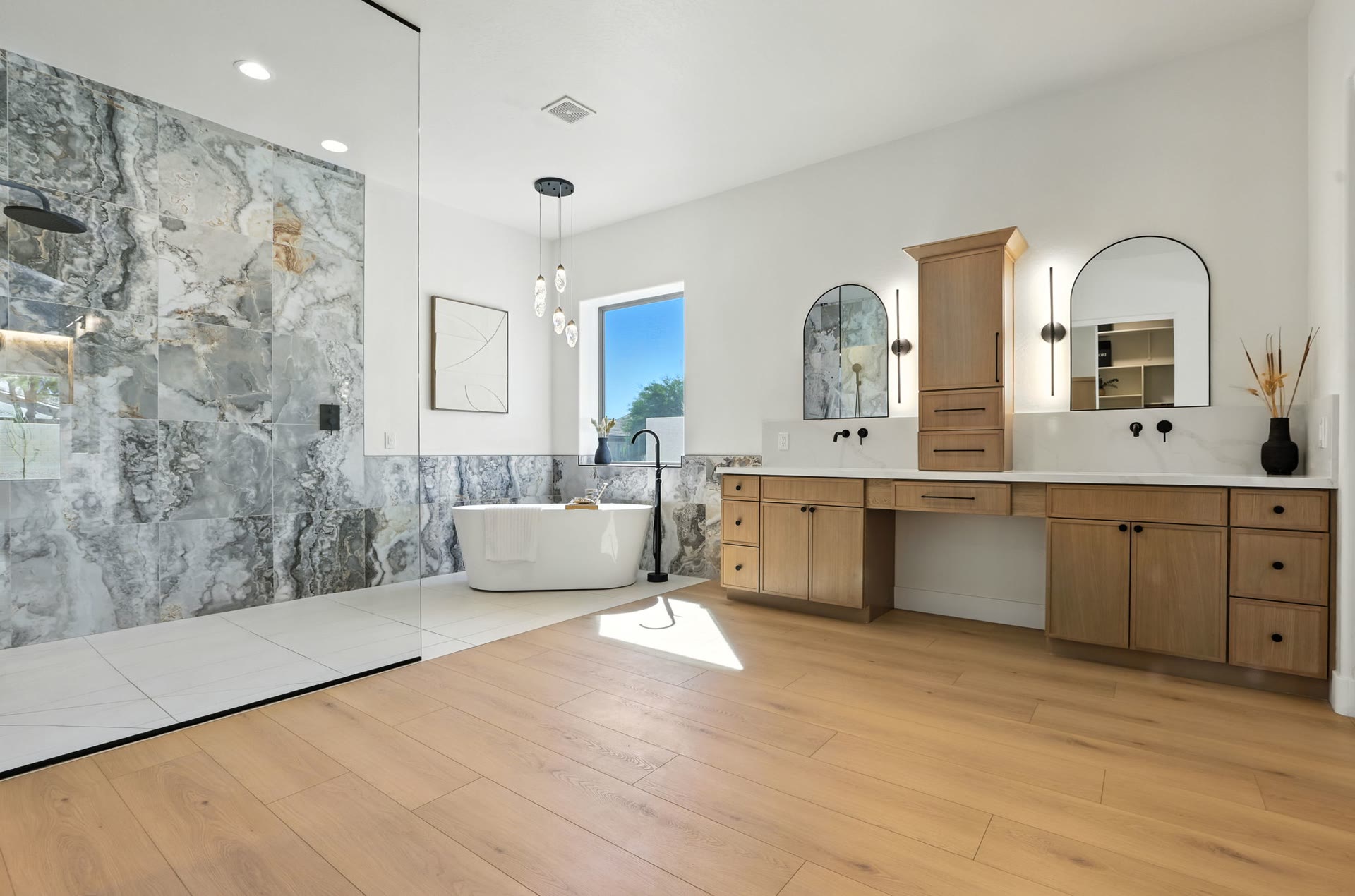 The same primary bathroom after the Elevated Grind Properties transformation